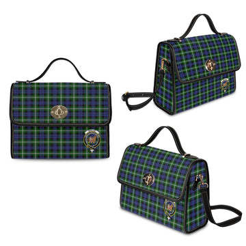 Baillie-Bailey Modern Tartan Leather Strap Waterproof Canvas Bag with Family Crest