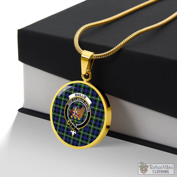 Baillie Modern Tartan Circle Necklace with Family Crest
