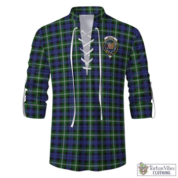 Baillie (Bailey) Tartan Men's Scottish Traditional Jacobite Ghillie Kilt Shirt with Family Crest - Tartan Vibes Clothing
