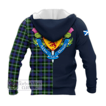 Baillie (Bailey) Tartan Knitted Hoodie Alba with Scottish Lion Royal Arm Half Style - Tartan Vibes Clothing