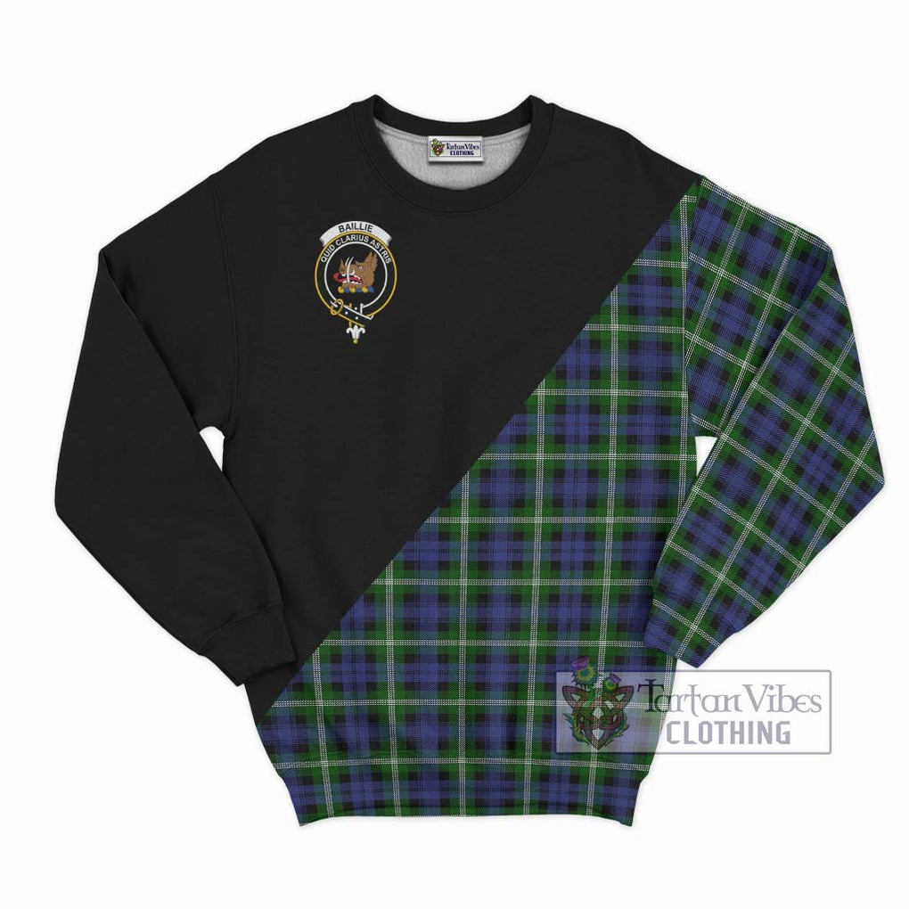 Baillie (Bailey) Tartan Sweatshirt with Family Crest and Military Logo Style - Tartan Vibes Clothing