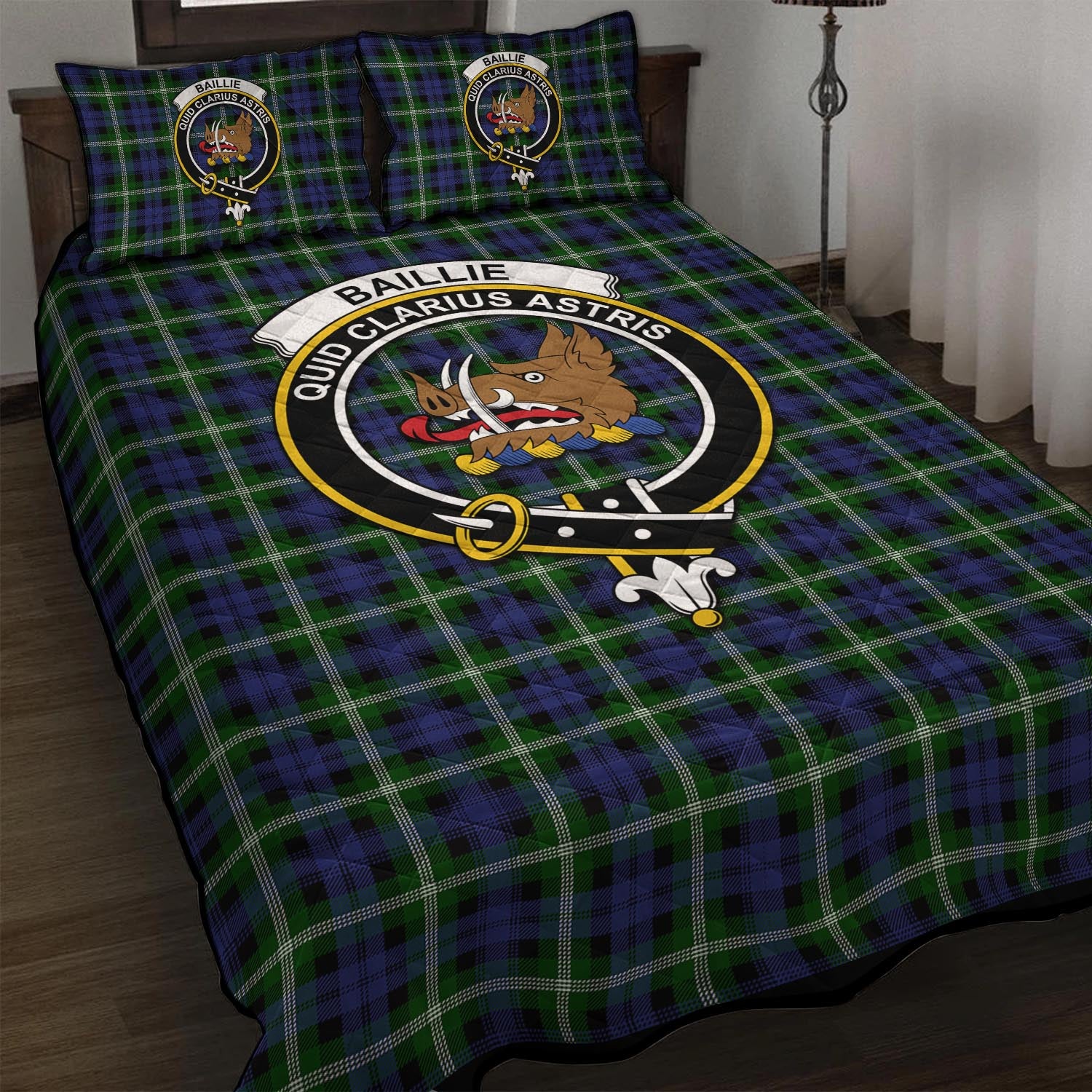 Baillie (Bailey) Tartan Quilt Bed Set with Family Crest - Tartan Vibes Clothing