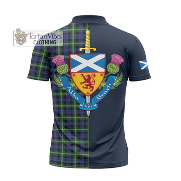 Baillie (Bailey) Tartan Zipper Polo Shirt Alba with Scottish Lion Royal Arm Half Style - Tartan Vibes Clothing