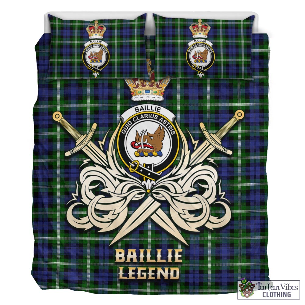 Tartan Vibes Clothing Baillie Modern Tartan Bedding Set with Clan Crest and the Golden Sword of Courageous Legacy