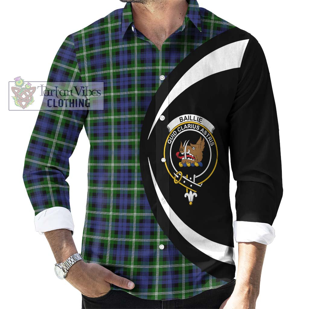 Baillie (Bailey) Tartan Long Sleeve Button Up with Family Crest Circle Style - Tartan Vibes Clothing
