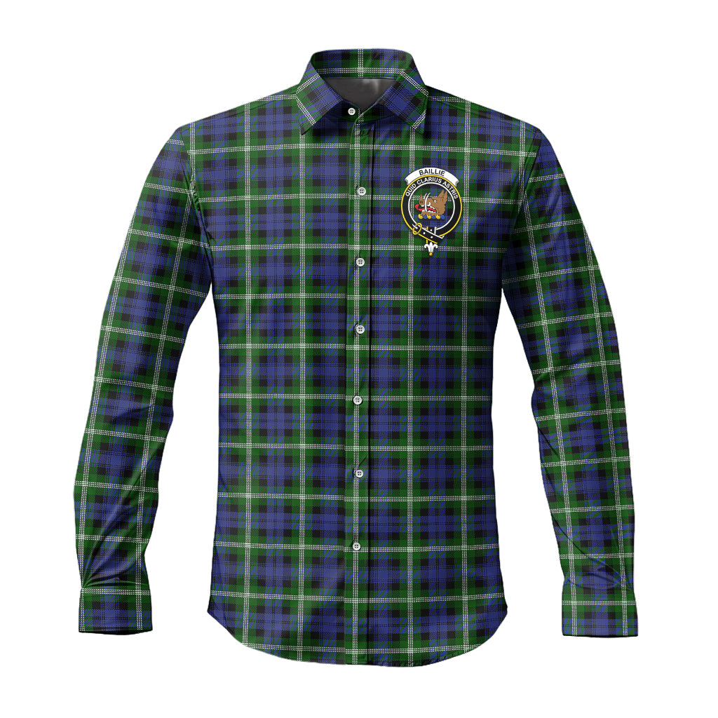 Baillie (Bailey) Tartan Long Sleeve Button Up Shirt with Family Crest Men's Shirt - Tartan Vibes Clothing