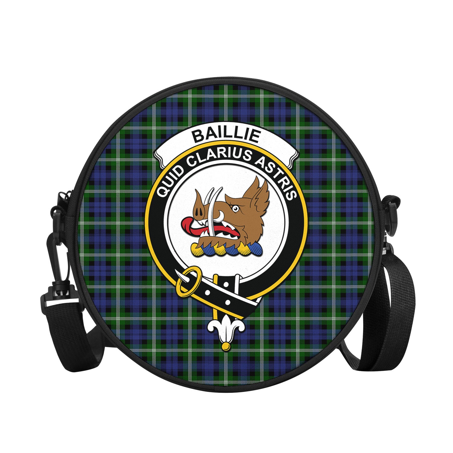 Baillie Modern Tartan Round Satchel Bags with Family Crest - Tartanvibesclothing