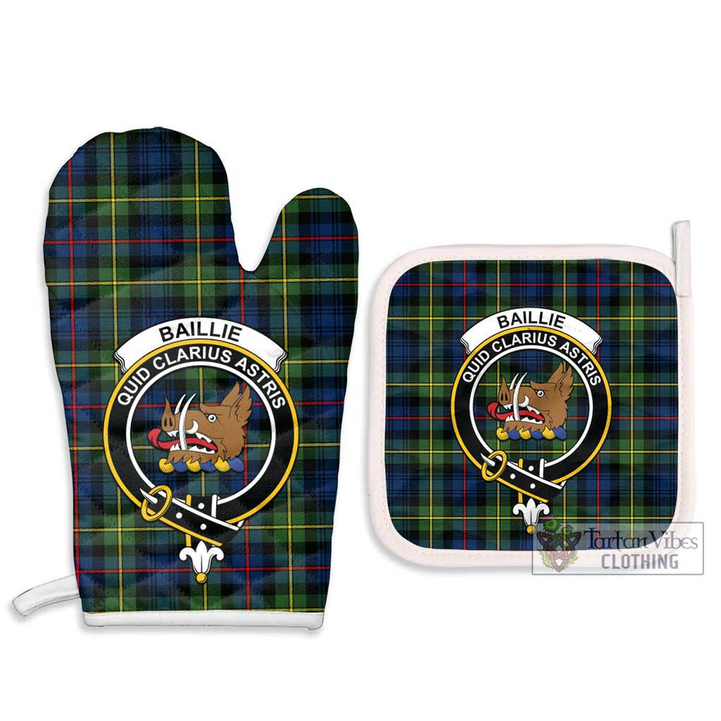 Baillie (Bailey) Tartan Combo Oven Mitt & Pot-Holder with Family Crest - Tartan Vibes Clothing