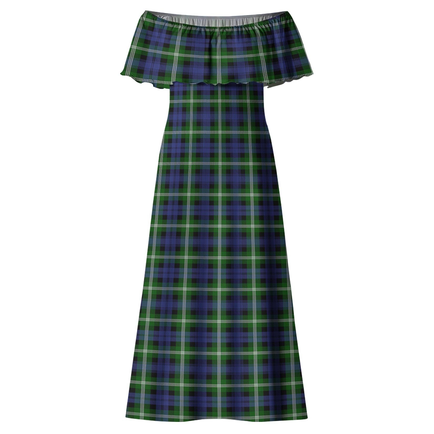 Baillie (Bailey) Tartan Off Shoulder Long Dress - Tartan Vibes Clothing