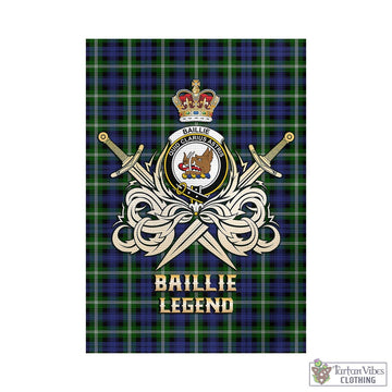 Baillie (Bailey) Tartan Garden Flag with Clan Crest and the Golden Sword of Courageous Legacy