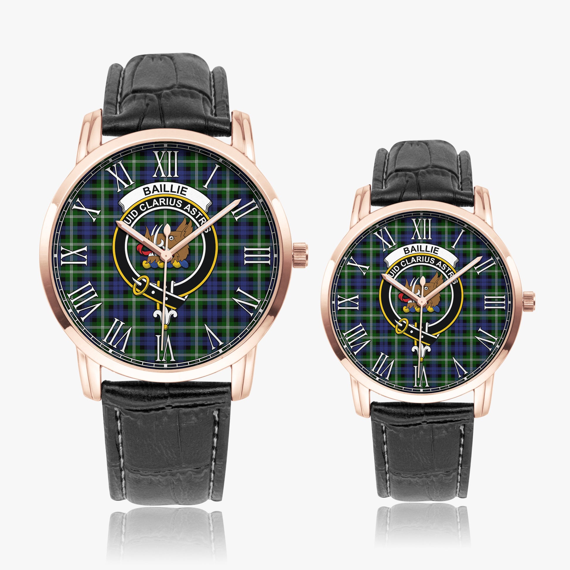 Baillie (Bailey) Tartan Family Crest Leather Strap Quartz Watch - Tartan Vibes Clothing
