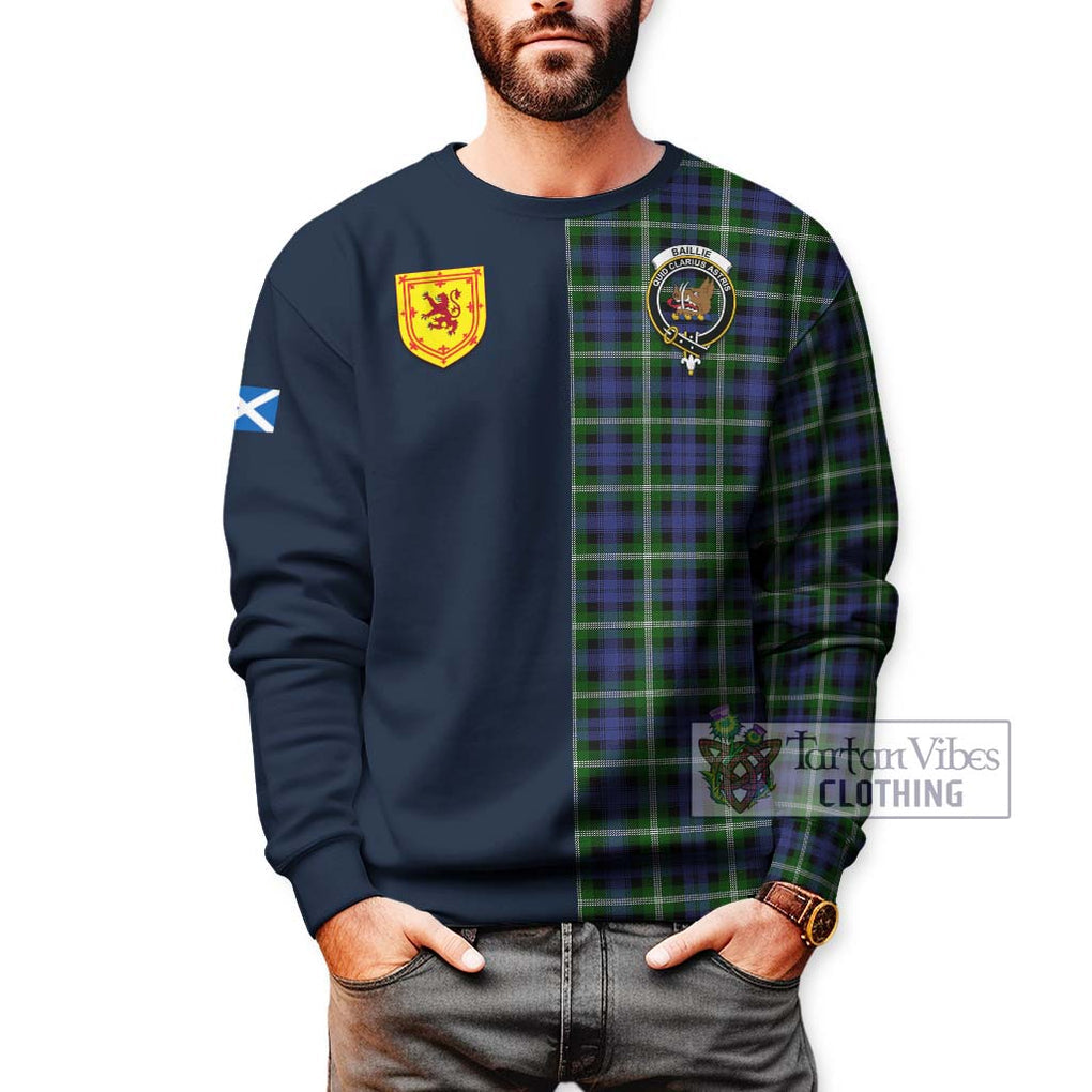 Baillie (Bailey) Tartan Sweatshirt Alba with Scottish Lion Royal Arm Half Style - Tartan Vibes Clothing