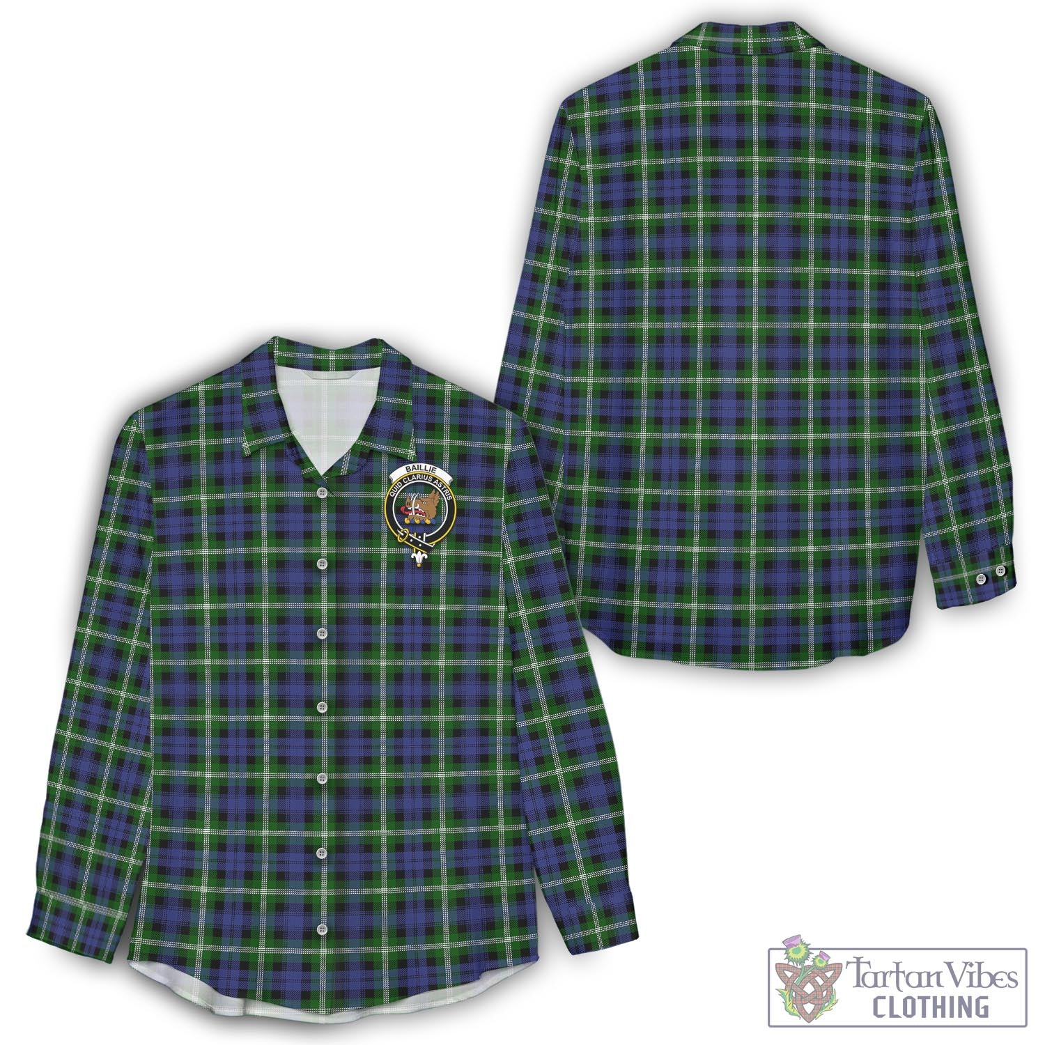 Baillie (Bailey) Tartan Women's Casual Shirt with Family Crest - Tartan Vibes Clothing