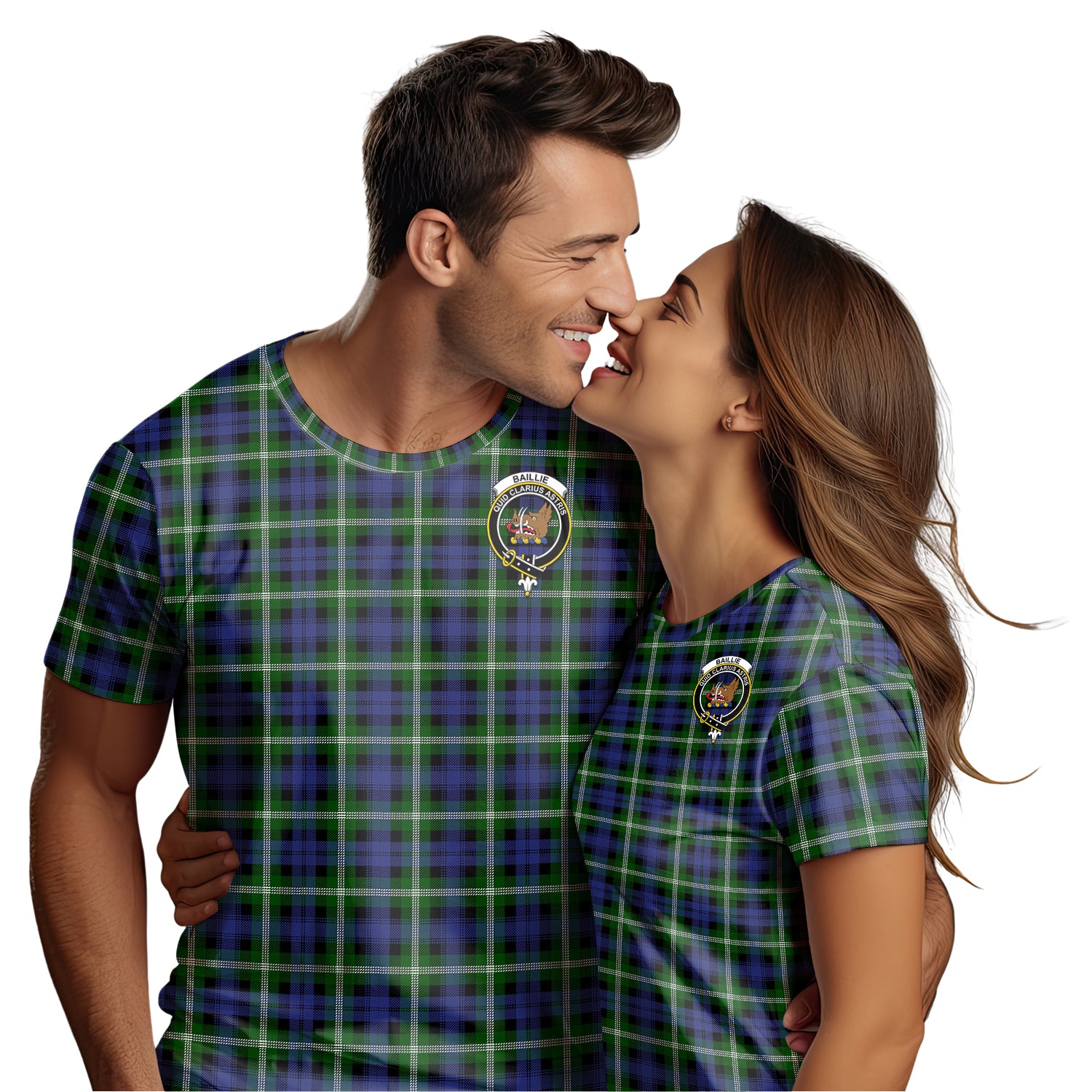 Baillie Modern Tartan T-Shirt with Family Crest - Tartanvibesclothing