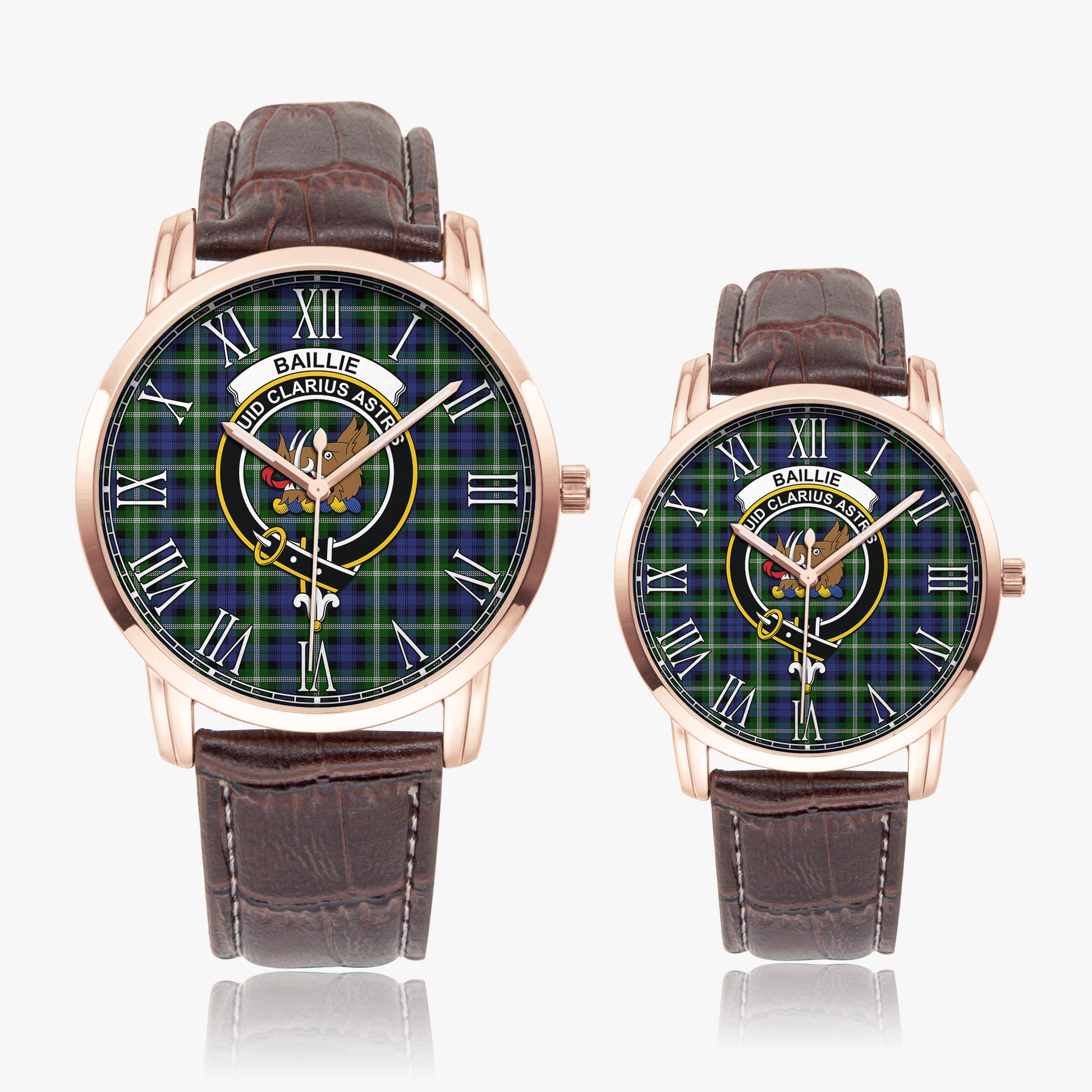 Baillie (Bailey) Tartan Family Crest Leather Strap Quartz Watch - Tartan Vibes Clothing