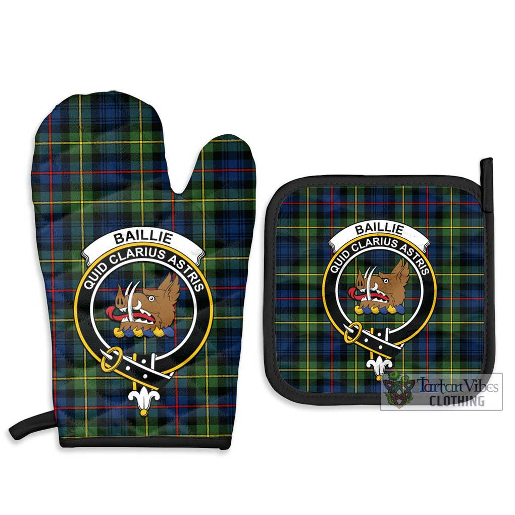 Baillie (Bailey) Tartan Combo Oven Mitt & Pot-Holder with Family Crest - Tartan Vibes Clothing
