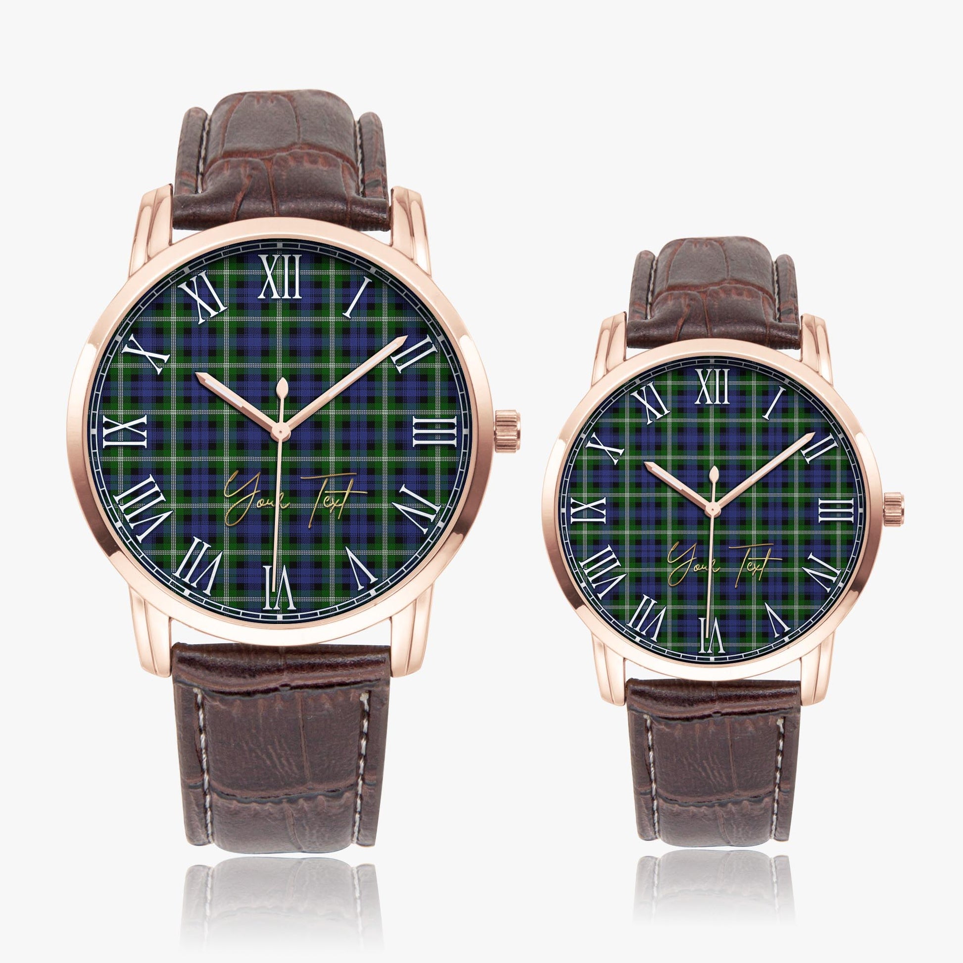 Baillie (Bailey) Tartan Personalized Your Text Leather Trap Quartz Watch - Tartan Vibes Clothing