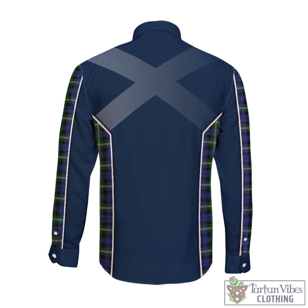 Tartan Vibes Clothing Baillie Modern Tartan Long Sleeve Button Up Shirt with Family Crest and Scottish Thistle Vibes Sport Style