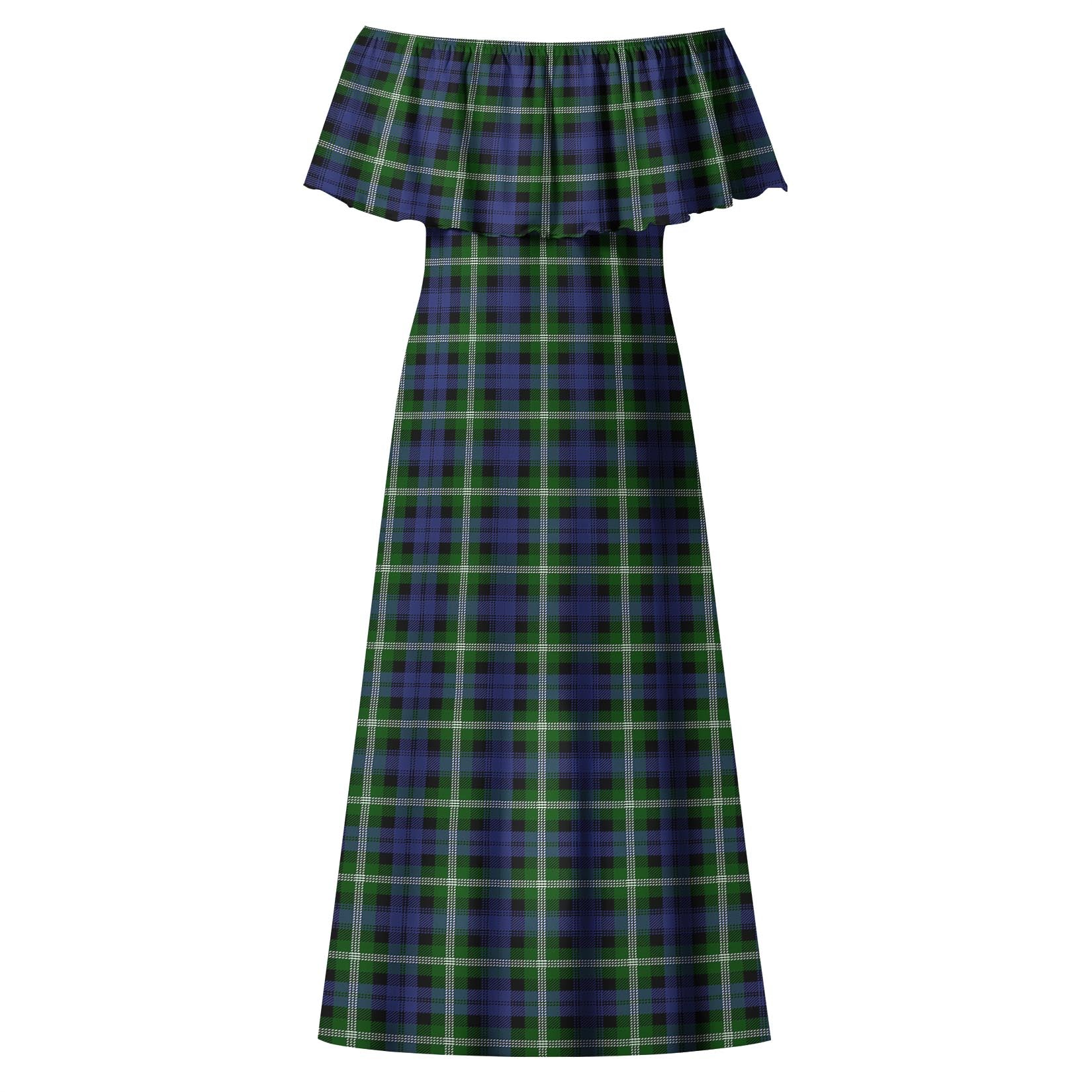 Baillie (Bailey) Tartan Off Shoulder Long Dress - Tartan Vibes Clothing