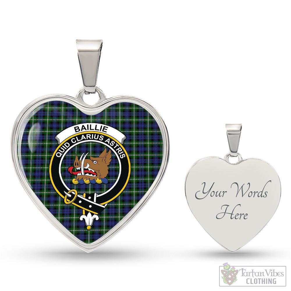 Baillie (Bailey) Tartan Heart Necklace with Family Crest Luxury Necklace (Silver) Yes - Tartan Vibes Clothing