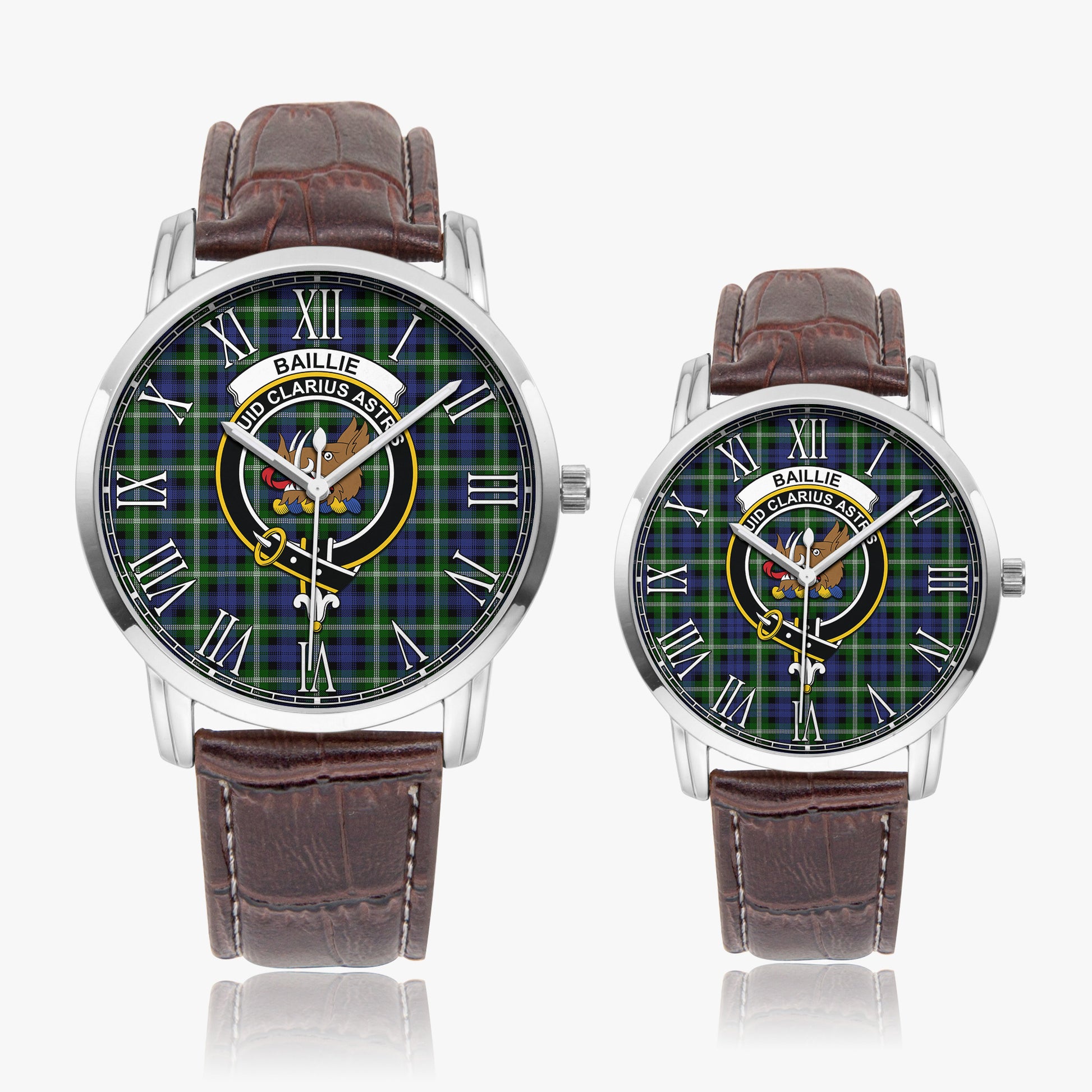 Baillie (Bailey) Tartan Family Crest Leather Strap Quartz Watch - Tartan Vibes Clothing