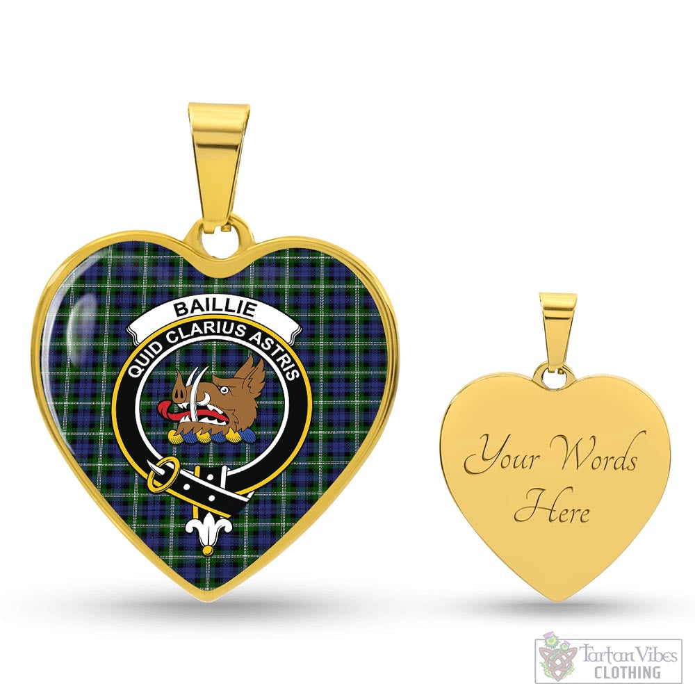 Baillie (Bailey) Tartan Heart Necklace with Family Crest Luxury Necklace (Gold) Yes - Tartan Vibes Clothing