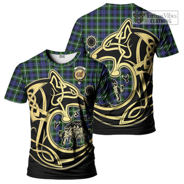 Baillie of Polkemmet Tartan T-Shirt with Family Crest Celtic Wolf Style Kid's Shirt - Tartan Vibes Clothing