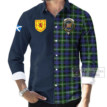 Tartan Vibes Clothing Baillie of Polkemmet Tartan Long Sleeve Button Shirt with Scottish Lion Royal Arm Half Style