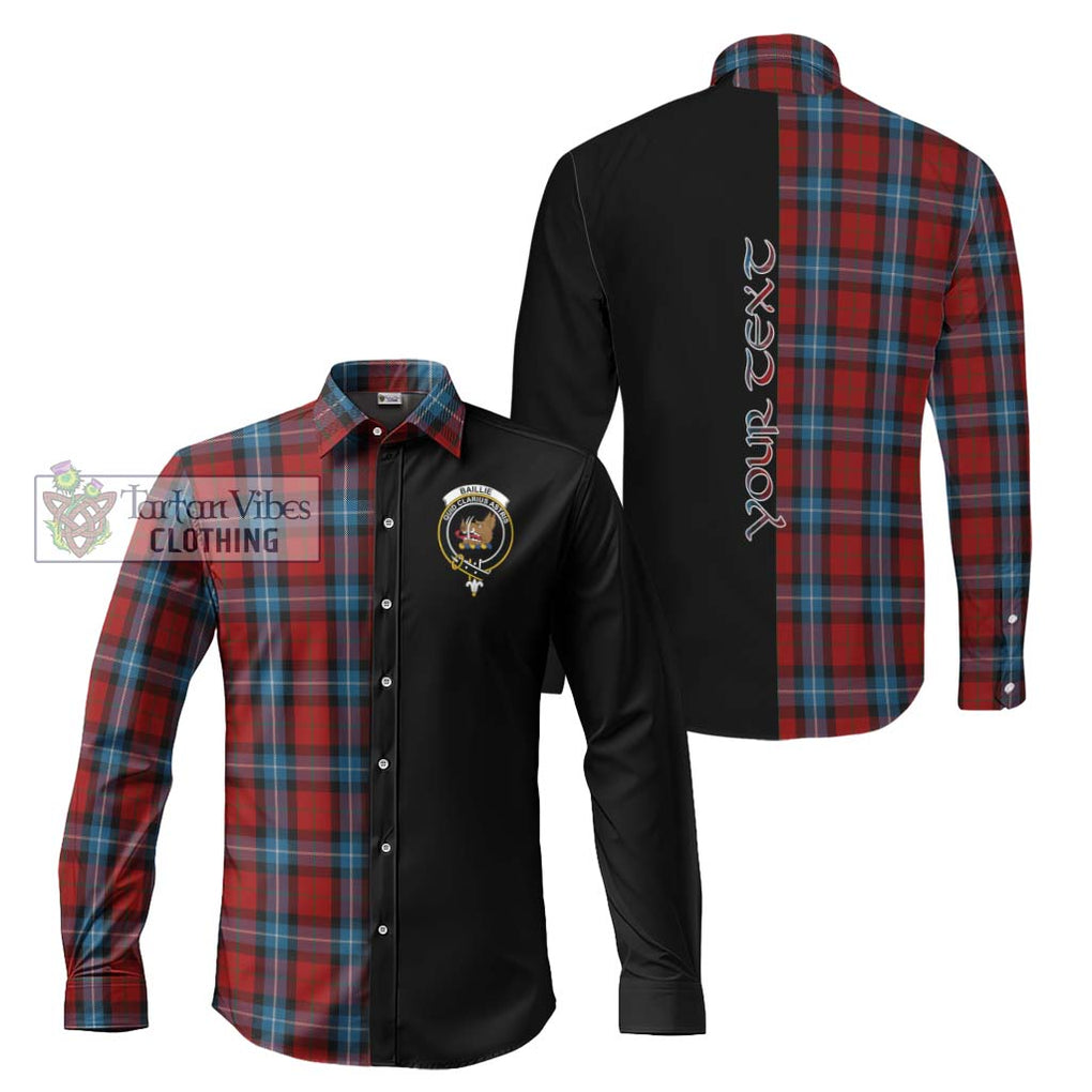 Baillie of Polkemmet Red Tartan Long Sleeve Button Shirt with Family Crest and Half Of Me Style Men's Shirt S - Tartanvibesclothing Shop