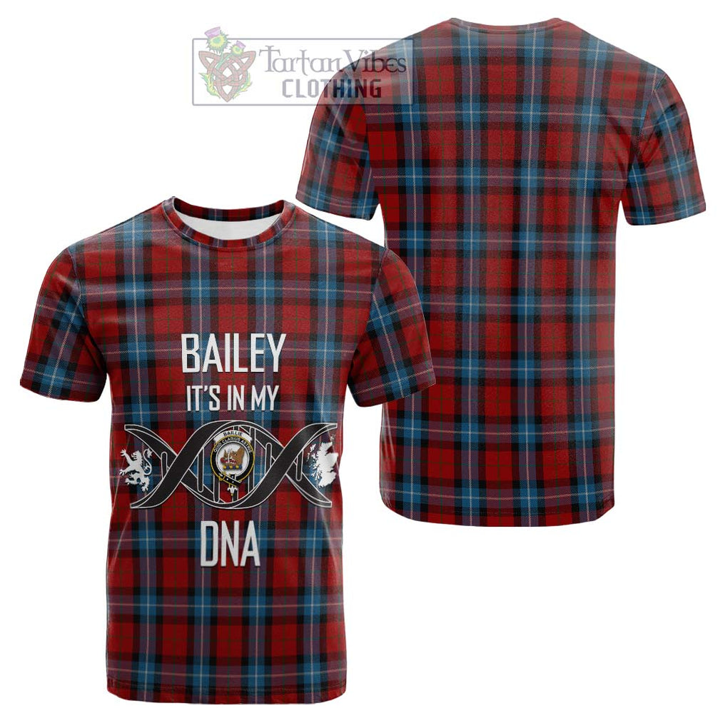 Tartan Vibes Clothing Baillie of Polkemmet Red Tartan Cotton T-shirt with Family Crest DNA In Me Style