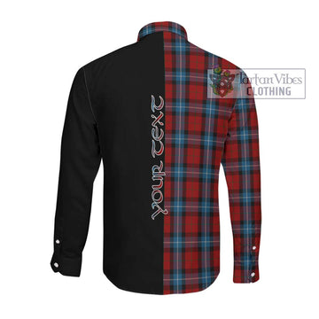 Baillie of Polkemmet Red Tartan Long Sleeve Button Shirt with Family Crest and Half Of Me Style Men's Shirt - Tartanvibesclothing Shop