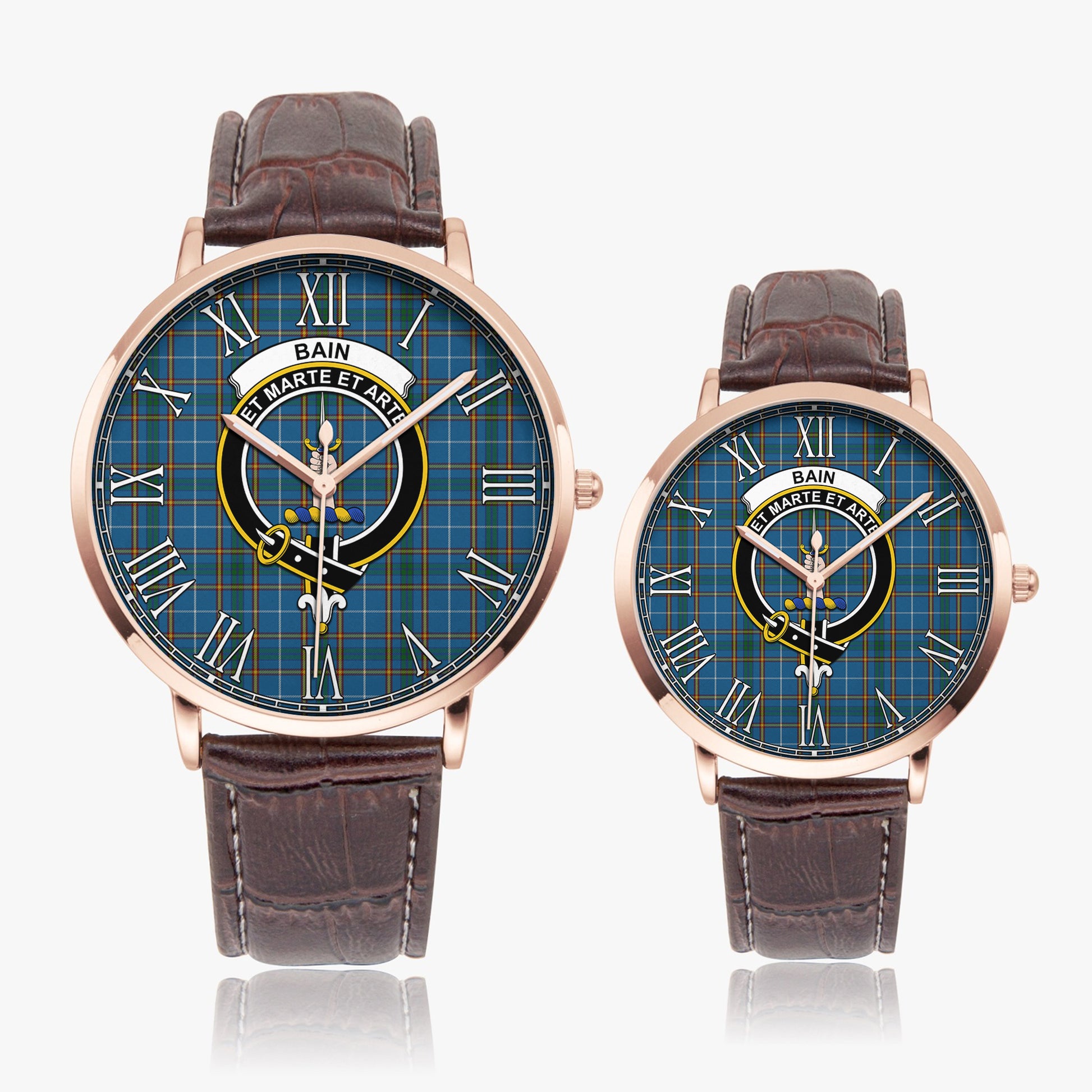 Bain Tartan Family Crest Leather Strap Quartz Watch - Tartan Vibes Clothing