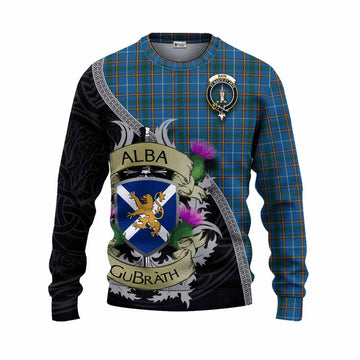 Bain Tartan Family Crest Knitted Sweater Lion Rampant Royal Thistle Shield Celtic Inspired Unisex - Tartan Vibes Clothing