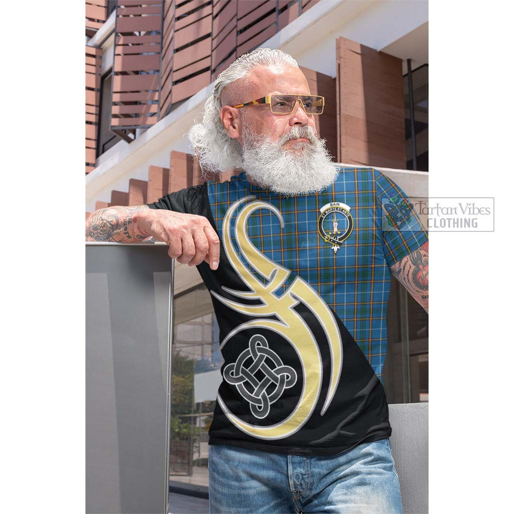 Bain Tartan Cotton T-shirt with Family Crest and Celtic Symbol Style Men's Shirt - Tartan Vibes Clothing