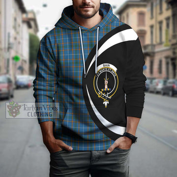 Bain Tartan Hoodie with Family Crest Circle Style Zip Hoodie - Tartan Vibes Clothing