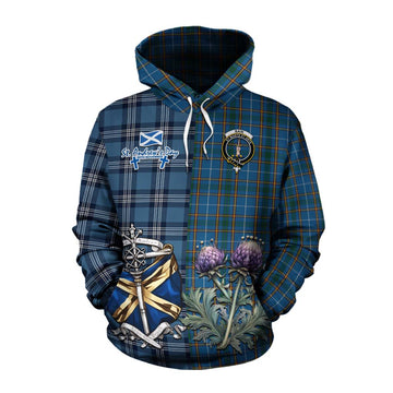 Bain Tartan Cotton Hoodie Happy St. Andrew's Day Half Tartan Style Pullover Hoodie XS - Tartan Vibes Clothing