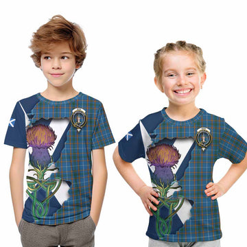 Tartan Vibes Clothing Bain Tartan Family Crest Kid T-Shirt Scottish Thistle Celtic Inspired