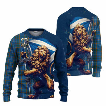 Bain Tartan Family Crest Knitted Sweater with Scottish Majestic Lion Unisex - Tartan Vibes Clothing