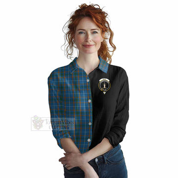 Bain Tartan Women's Casual Shirt with Family Crest and Half Of Me Style Female - Tartan Vibes Clothing