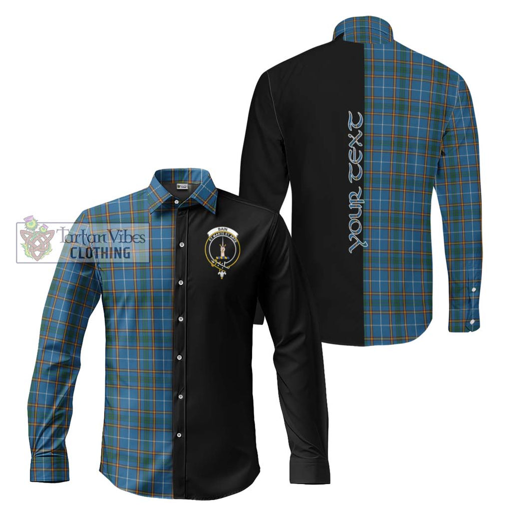 Bain Tartan Long Sleeve Button Shirt with Family Crest and Half Of Me Style Men's Shirt S - Tartanvibesclothing Shop