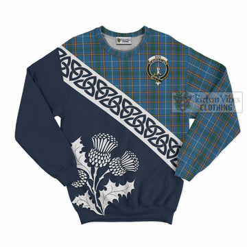 Bain Tartan Sweatshirt Featuring Thistle and Scotland Map Unisex - Tartan Vibes Clothing
