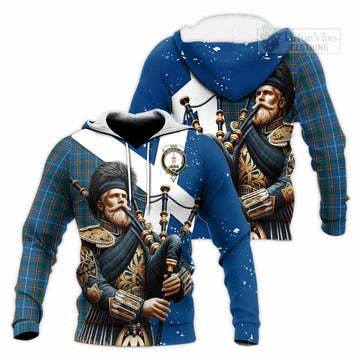 Bain Tartan Knitted Hoodie with Family Crest Scottish Bagpiper Vibes Unisex Knitted Pullover Hoodie - Tartan Vibes Clothing