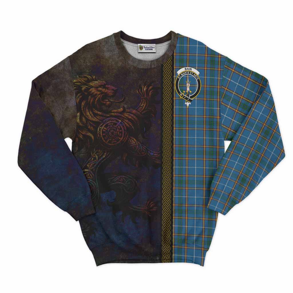 Bain Tartan Family Crest Sweatshirt Alba Gu Brath Be Brave Lion Ancient Style Unisex - Tartan Vibes Clothing