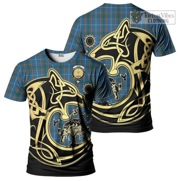 Bain Tartan T-Shirt with Family Crest Celtic Wolf Style Kid's Shirt - Tartan Vibes Clothing