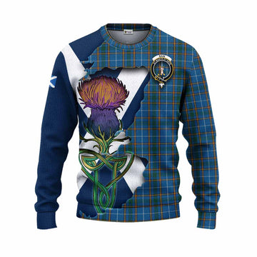 Tartan Vibes Clothing Bain Tartan Family Crest Knitted Sweater Scottish Thistle Celtic Inspired