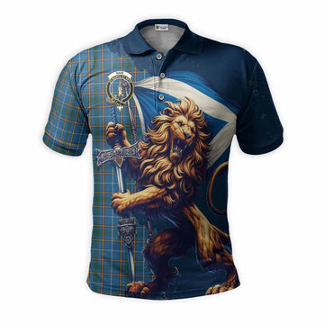 Bain Tartan Family Crest Men's Polo Shirt with Scottish Majestic Lion Kid - Tartan Vibes Clothing
