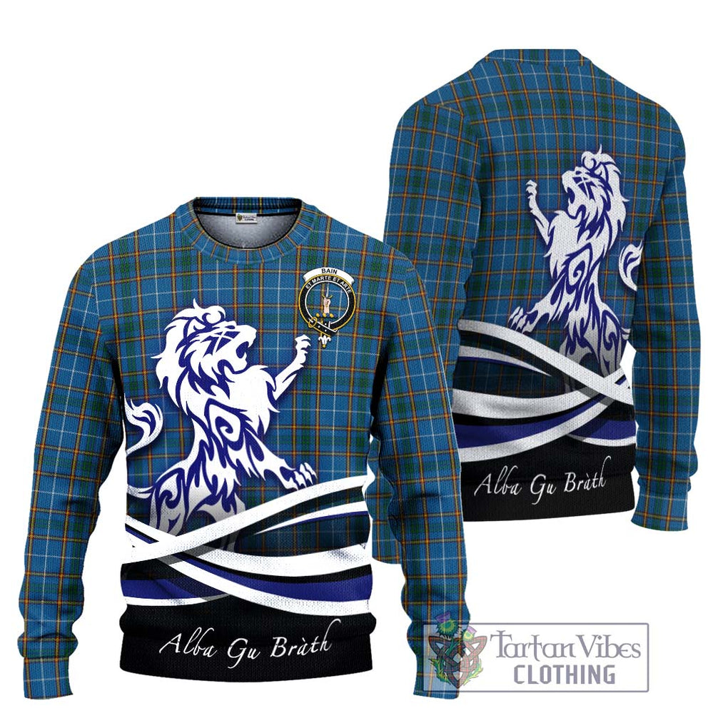 Bain Tartan Ugly Sweater with Alba Gu Brath Regal Lion Emblem Unisex - Tartan Vibes Clothing