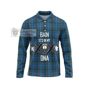 Bain Tartan Long Sleeve Polo Shirt with Family Crest DNA In Me Style Unisex - Tartan Vibes Clothing