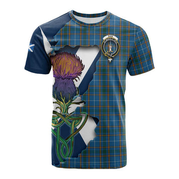 Tartan Vibes Clothing Bain Tartan Family Crest Cotton T-shirt Scottish Thistle Celtic Inspired