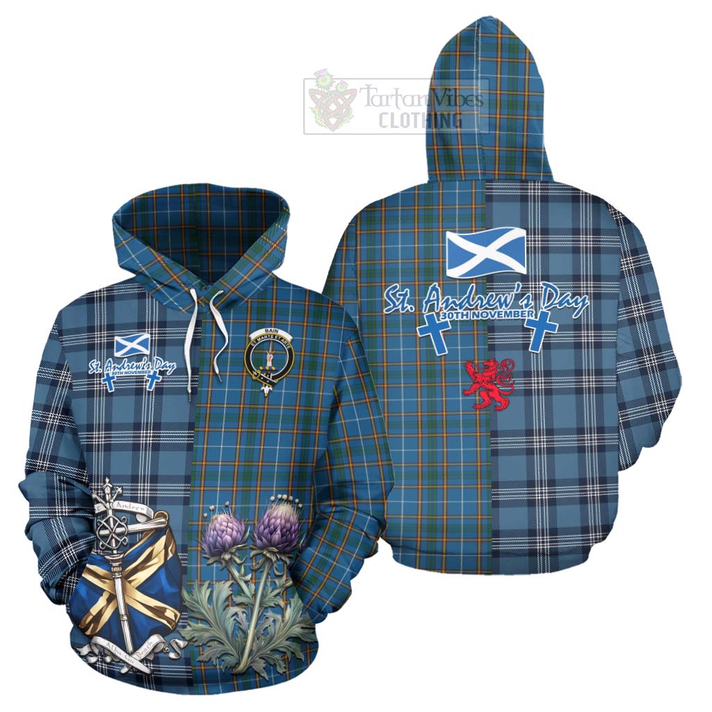 Bain Tartan Hoodie Happy St. Andrew's Day Half Tartan Style Zip Hoodie - Tartan Vibes Clothing